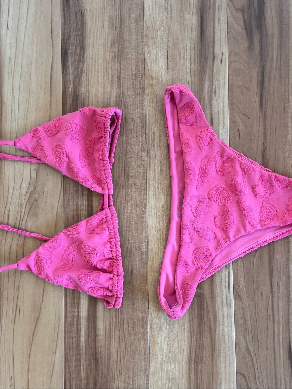 Pink Embroidered Shell Bikini Set